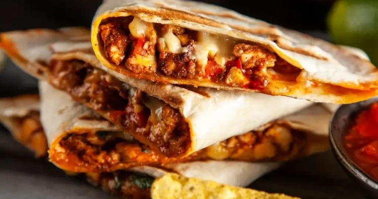 Chicken Quesadillas with Paprika and Cheese for breakfast