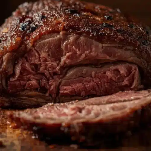 Oven-Roasted Beef Chuck Roast on top of a kitchen table